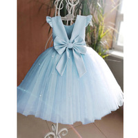 Robe de princesse pour filles, robe d'été sans manches pour enfants, robe de soirée avec un grand nœud pour les filles