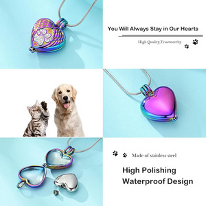 Collana Urna del 2025 con Ciondolo Commemorativo a Medaglione con Impronta di Zampa Argentata e Ali d'Angelo per Ceneri di Animali Domestici Cani - Product Image 3