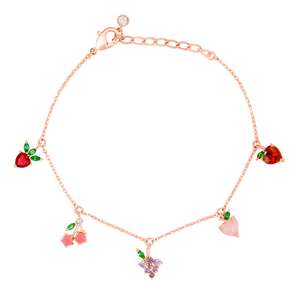 Bracelet personnalisé de haute qualité avec breloques en forme de panier de fruits en zircon, plaqué or, argent sterling 925, bijoux de fête pour femmes et filles - Product Image 3