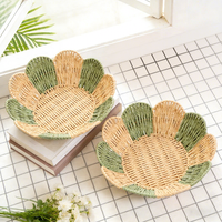 Panier de rangement en corde de papier tressée motif pétale, moderne, minimaliste, personnalisable, écologique, durable, décoratif, plateau à fruits, pour entrée et clés