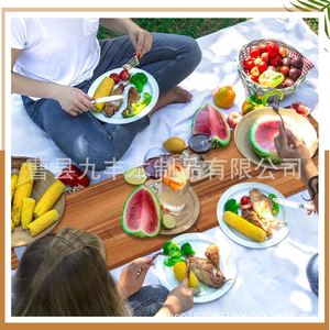 Planche à découper en bois pliable, rectangulaire, multifonctionnelle, pour servir des pizzas, des steaks, des fruits, des légumes, avec poignées - Product Image 4