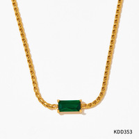 Ensemble collier et bracelet unisexe en zircon émeraude, acier inoxydable 316L, plaqué or 18 carats PVD, résistant à l'eau, sans ternissement, bijoux de luxe
