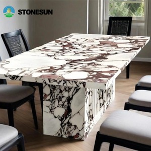<span class=keywords><strong>Table</strong></span> et chaises de salle à manger de luxe en marbre Calacatta Viola blanc moderne StoneSun, ensemble de <span class=keywords><strong>table</strong></span> et de chaises en marbre et métal - Product Image 2
