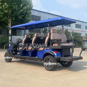 รถกอล์ฟไฟฟ้าสีน้ำเงินรอยัล 8 ที่นั่ง แบบยกสูง พร้อมกระจกบังลมพับได้ - Product Image 3
