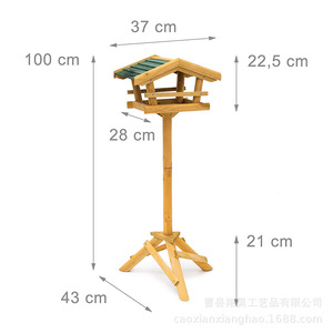 Solid Wood <b>Standing</b> <b>Bird</b> Feeder Outdoor Wooden Birdhouse Natural Color For Parks And Backyard - Product Image 5