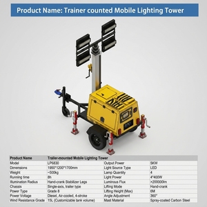 Générateur monocylindre refroidi par air 5 kW avec tour d'éclairage LED surélevée pour travaux extérieurs et alimentation de secours - Product Image 6