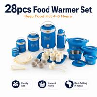 Carafe isotherme en plastique avec pichet et bol, contenant isolé, thermos, ensemble familial, tasse à eau, bol chauffant, 28 pièces