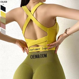 Gym Wear Womens U-pescoço oco Out Push up Cruz Voltar Sports Bra Colheita Yoga Top - Product Image 1