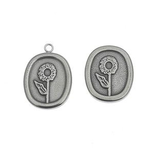 Stainless Steel Dandelion Pendant Oval Shape Hollow Out Plant Design For Necklace Everyday Wear - Product Image 1
