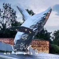 Statue extérieure de baleine en acier inoxydable de grande taille pour la décoration de jardin