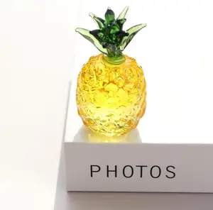 Estatueta de abacaxi de vidro de cristal para decoração de mesa de casa com frutas artificiais logotipo personalizado da UE para exibição