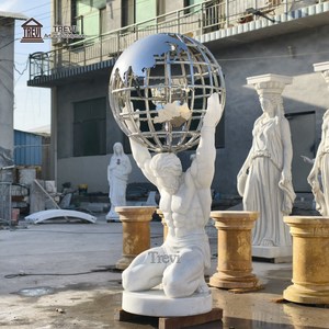 Statue d'Atlas en marbre TREVI, taille réelle, sculptée à <span class=keywords><strong>la</strong></span> main, pierre blanche naturelle, sculpture de <span class=keywords><strong>la</strong></span> <span class=keywords><strong>mythologie</strong></span> <span class=keywords><strong>grecque</strong></span> pour <span class=keywords><strong>la</strong></span> décoration de jardin - Product Image 6