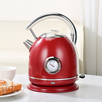 Bouilloire Électrique Vintage Rétro 1,7 L en Acier Inoxydable 304 avec Indicateur de Température, Ébullition Rapide, Arrêt Automatique, 1355 W – Vente en Gros OEM pour Maison et Hôtel