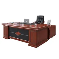 GuoDing ofis mobilyaları antika tarzı tasarım ahşap yönetici ofis Ceo masa L yan sehpa çekmeceli ofis mobilya seti
