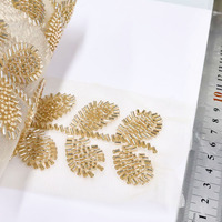 Tissu en tulle brodé de dentelle perlée Sfifa pour la décoration de caftan et takchita
