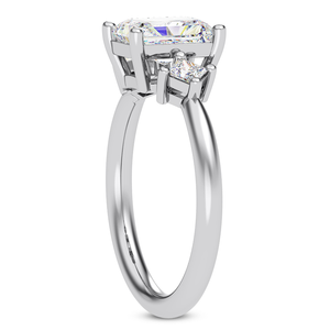 SGARIT HK100 Custom Three Stone Unisex Engagement <b>Ring</b> Solid 18K White Gold Six Prong Radiant Cut Lab Diamond Princess Side - Product Image 5