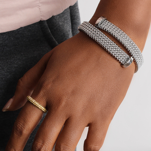 Bracciale a catena larga all'ingrosso bracciale intrecciato braccialetto a torsione in acciaio inossidabile bracciale elastico aperto per le donne - Product Image 5