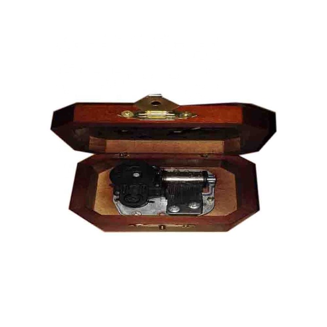 Handmade Christmas Birthday Midi Wooden Music Box Custom Logo Square Pattern Wind-Up Mechanical Play Mechanisms Paper Material