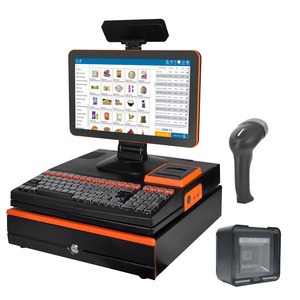 JSJ20H All-in-one Adjustable Cash Register POS System 58mm Receipt Printer 7 Cash Slots Cash Drawer 15.6" Touc