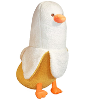 Peluche Canard Banane PEACH CAT, Adorable Coussin en Peluche à Câliner, Animal en Peluche pour Filles et Garçons, Blanc