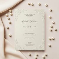 Invitations de mariage en coton de style européen, gaufrées or, couleur crème, design simple, personnalisables, directement du fabricant
