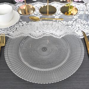 <span class=keywords><strong>Vajilla</strong></span> de Lujo para Bodas, Plato Redondo de Cristal de 13 Pulgadas con Relieve Dorado a Cuadros, Estilo Suroeste, para Alquilar - Product Image 5