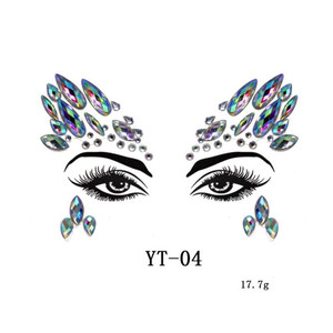 เทศกาลศิลปะร่างกายอัญมณีแต่งหน้าความปลอดภัย Rhinestone ตาสักสติกเกอร์แฟนซีใบหน้ารัตนากร - Product Image 2