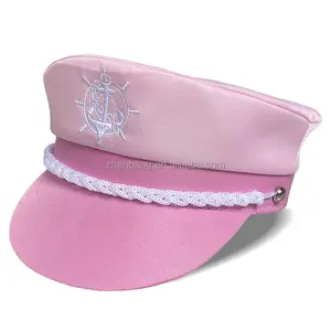 Girl Birthday Captain Hat Party Hat Custom Polyester Colors Show Boat Captain Pink Hat