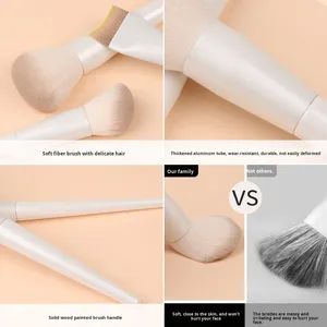 ชุดแปรงแต่งหน้า 12 ชิ้น ด้ามไม้ ขนแปรงสังเคราะห์ ขนแปรงซุปเปอร์แบดเจอร์ ประกอบด้วยแปรงปัดแป้ง แปรงปัดแก้ม-แบบเฉียง - Product Image 3