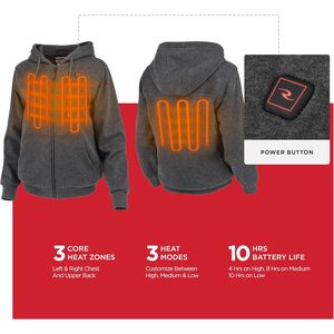 Sweat à capuche chauffant personnalisé pour femme, en polaire coupe-vent avec kit batterie RHG-H301 - Product Image 3