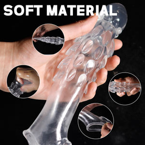 Silicone Dildo pene lupo copertura dente potente vibratore allungare e addensare per adulti giocattoli sessuali pene Extender giocattoli sessuali per gli uomini - Product Image 5