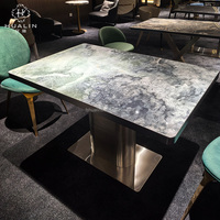 Table à manger de style moderne HUALIN pour restaurants, table à manger commerciale personnalisée en pierre frittée, meubles de salle à manger