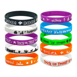 Bracelets en silicone d'Halloween avec motifs citrouille et chauve-souris, bracelets en caoutchouc pour hommes et femmes, personnalisables avec logos - Product Image 1