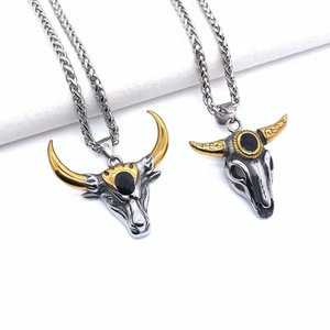 Stainless Steel Bull <b>Head</b> Pendant Unisex Punk <b>Style</b> Animal Necklace 2160153 - Product Image 2