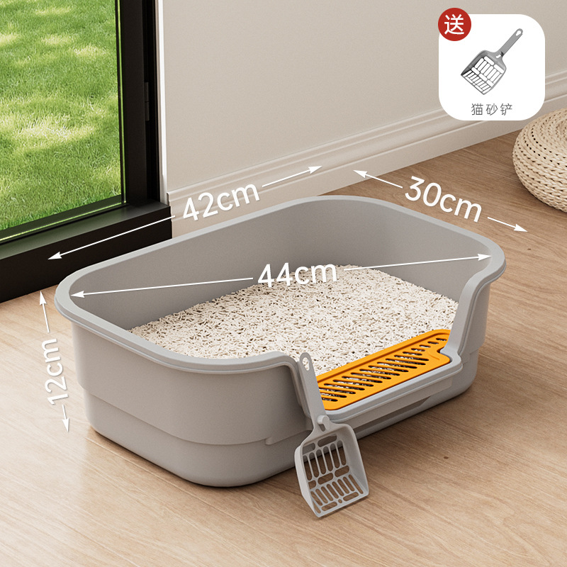 กระบะทรายแมวขนาดกลาง [42CM Classic Grey]