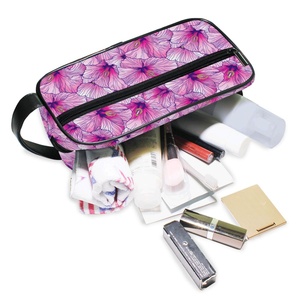 Custom Logo Travel <b>Case</b> Portable Pink Flower Design Wash Organizer Toiletry Bag <b>Small</b> Zipper Cosmetic Women Makeup Pouch - Product Image 4