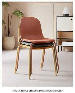 Chaise de bureau moderne en plastique au design <span class=keywords><strong>scandinave</strong></span> tabouret à dossier léger maquillage pour la maison meubles de cuisine en PP pieds en fer 1 - Product Image 6