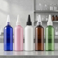 Botol Plastik PET Bulat dengan Nosel Runcing untuk Cat, Minyak Rambut, Seni Kuku, Kemasan Kosmetik