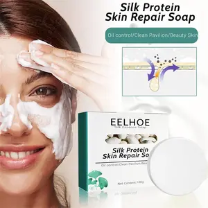 Vente en gros OEM savon blanchissant barre de soie protéine réparation de la peau lait de chèvre savon pour le visage
