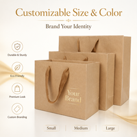 Sac fourre-tout en papier kraft brun de luxe, écologique, biodégradable, avec logo personnalisé, fond plat renforcé, large poignée en nylon, idéal pour les boutiques et les cadeaux