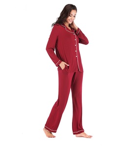 Set Pigiama in Viscosa a 2 Pezzi all'Ingrosso, Abbigliamento da Casa Tinta Unita per Signore e Ragazze, <span class=keywords><strong>Pigiami</strong></span> Primaverili e Autunnali a Maniche Lunghe in <span class=keywords><strong>Modal</strong></span> per Donne - Product Image 5