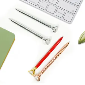 2024 סגנון חדש מותאם אישית לוגו מתכת עטי יהלום עם עיצוב מותאם אישית מתכת בית ספר עט כדורי למתנות