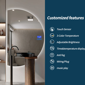 Specchio a Mezzaluna da Bagno Smart <span class=keywords><strong>con</strong></span> <span class=keywords><strong>Luce</strong></span> <span class=keywords><strong>LED</strong></span> Retroilluminata e Sensore Touch, Decorativo da Parete - Product Image 4