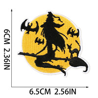 Patch en tissu polyester brodé sur le thème d'Halloween : Chat fantôme, Château d'horreur, Autocollant Sorcière, Vampire, Chauve-souris pour vêtements