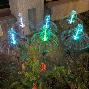 태양 분위기 램프 다채로운 광학 갈대 섬유 해파리 램프 LED 야외 방수 정원 잔디 램프