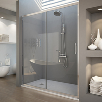 Porte de douche coulissante en verre avec cadre en aluminium poli Domo, design moderne pour appartement, certifiée CE, haute qualité