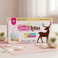 Patchs absorbants jetables en coton sans ailettes, motif lotus des neiges, avec absorption légère et design respirant pour un confort menstruel optimal.