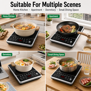 Cocina <span class=keywords><strong>de</strong></span> Inducción Doméstica <span class=keywords><strong>de</strong></span> 1950W con Placa <span class=keywords><strong>de</strong></span> Cristal Sin Pulir, Pantalla LED Digital, Patas Antideslizantes, Estufa Eléctrica Portátil KI02012 - Product Image 6