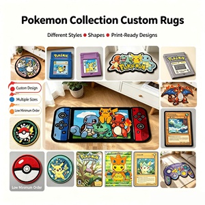 Tapis décoratif pour chambre à coucher, tapis rond en forme de disque, motif Pokémon, CD musical, carte de jeu, Y2K, street art, lavable, doux - Product Image 5