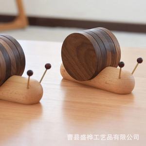 Wooden Snail Coaster For Home Coffee Table <b>Teacup</b> Heat Insulation Mat Tableware Mat Circular Irregular Shape Cartoon Design - Product Image 3